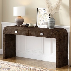 NicBex Unique Burl Veneer Console Table with Storage,Entryway Table with 2 Drawers & Metal Handles,Foyer Table for Hallway,Living Room - 1 of 4
