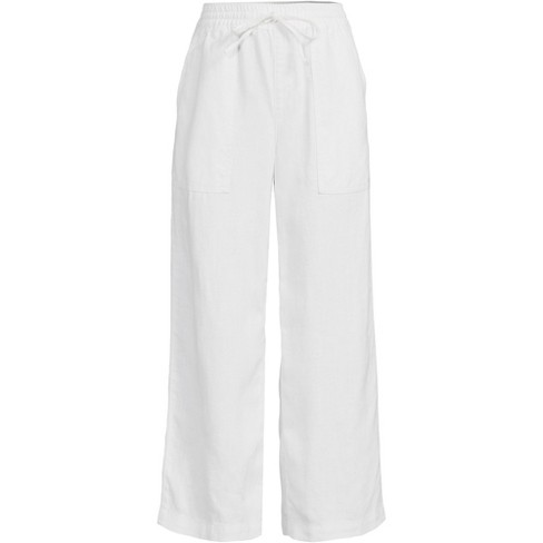 Lands' End Lands End Women Size 10 Petite, 28 Inseam Career Linen Trouser  Pants, Off-White