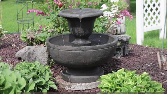 Sunnydaze 25"H Electric Polyresin 2-Tier Streaming Falls Outdoor Water Fountain, 2 of 14, play video