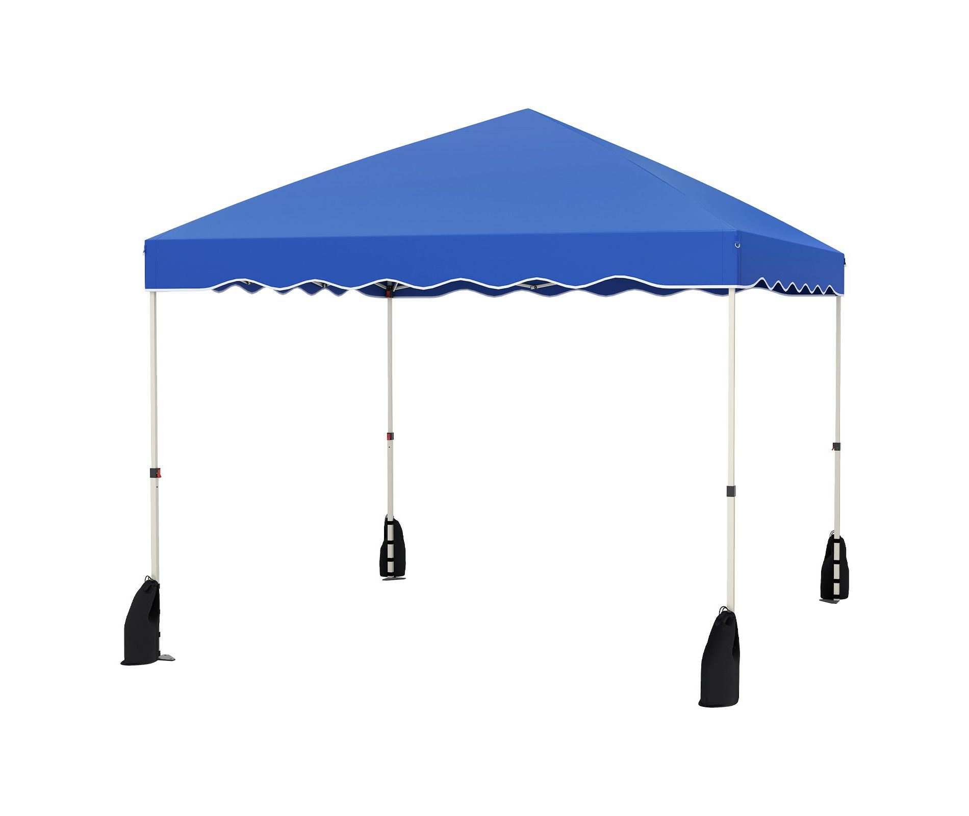 Gymax 10x10 FT Pop-up Canopy Tent w/ Wheeled Carry Bag Foldable Outdoor Shelter w/ 8 Stakes 4 Anchors 4 Wind Ropes and 4 Sandbags Blue/White/Gray