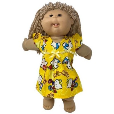 Cabbage Patch Doll Clothes 14 Inch or Preemie Size Yellow Satin Dress No Doll