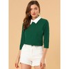 INSPIRE CHIC Women's 3/4 Sleeves Contrast Collar Blouse Tops - 4 of 4