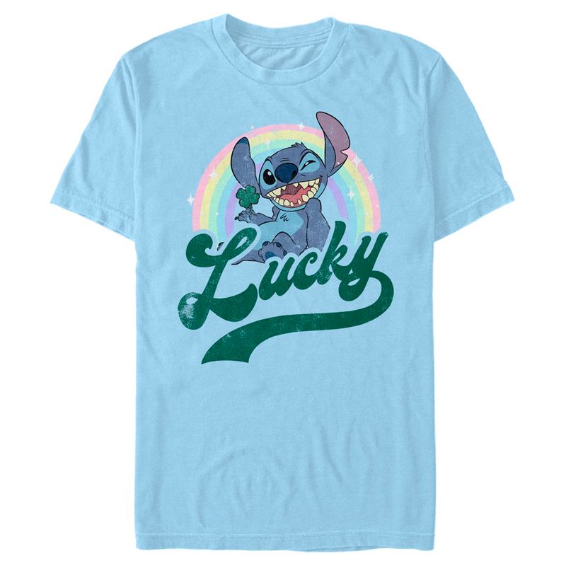 Men's Lilo & Stitch Distressed Lucky Wink T-Shirt, 1 of 5