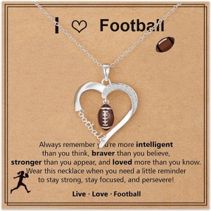 Athletic Jewelry Necklace 4 Sport Balls 16-19 Inch Adjustable Chain Silver Necklace-Football - 1 of 4