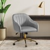WestinTrends Phoebe Upholstered Velvet Swivel Vanity Office Chair With Wheels - 2 of 4