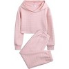 Arshiner Girls 2 Piece Outfit Waffle Knit Pullover Hooded Sweatshirt and Sweatpants Clothing Sets Long Sleeve Tracksuits - 2 of 4