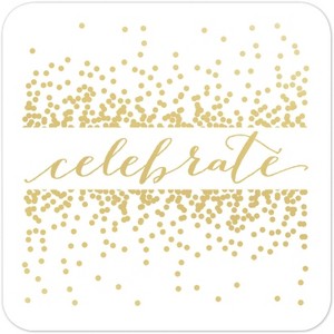 Masterpiece Studios 8-Count Gold Foil Party Coasters, Celebrate - 1 of 1
