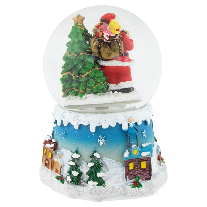 Northlight 5.5" Santa Claus with Christmas Tree and Reindeer Musical Snow Globe, 5 of 6