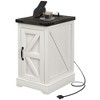 CIPACHO Farmhouse End Table with Storage, Side Table with Charging Station and USB Ports for Living Room, Distressed White - 2 of 4