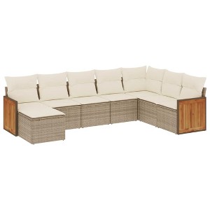 vidaXL 8 Piece Patio Sofa Set with Cushions Beige and Cream Poly Rattan - Without Table - 1 of 4