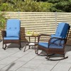 Tangkula 3 Piece Patio Rocker Set Outdoor Wicker Rocking Chairs with Double-Layer Coffee Table Rattan Rocker Chair Set with Seat Back Cushions & Pillows Beige/Gray/Blue/Red - 2 of 4