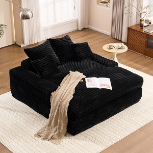 Upholstered Chaise Lounge Ultra-Soft Sleeper Sofa Bed Lazy Single Sofa Leisure Reading Couch with 4 Pillows, No Assembly Required - ModernLuxe - 1 of 4