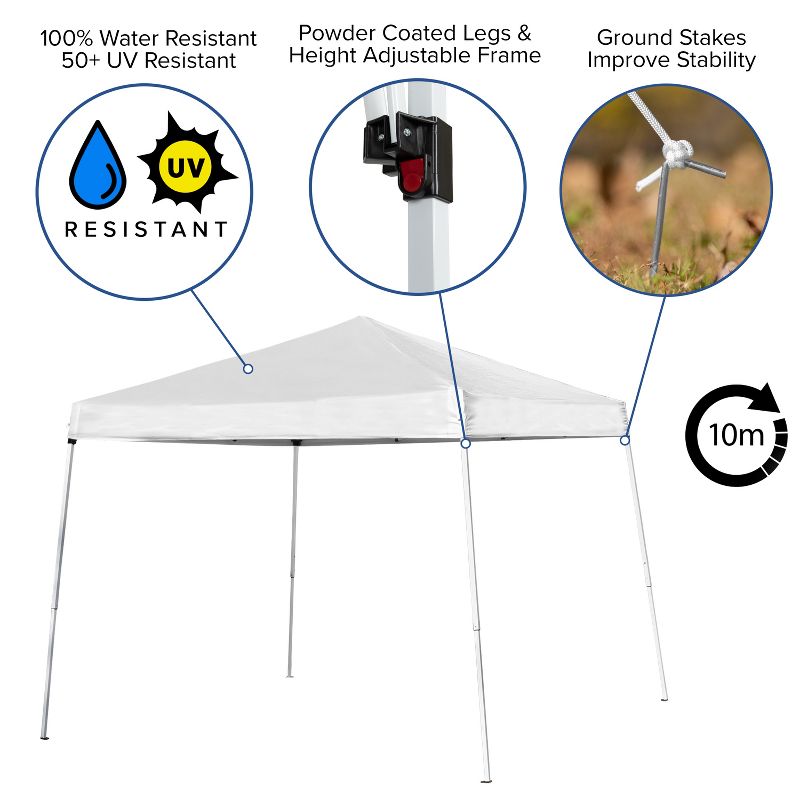 Flash Furniture 8'x8' Pop Up Event Canopy Tent with Carry Bag and Folding Bench Set - Portable Tailgate, Camping, Event Set, 5 of 11
