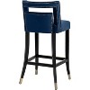 UNISOAR Modern Counter Height Bar Chair Set of 2 Velvet Bar Stools with Armrest Vintage Bar Chairs for Home and Kitchen, Blue - 4 of 4
