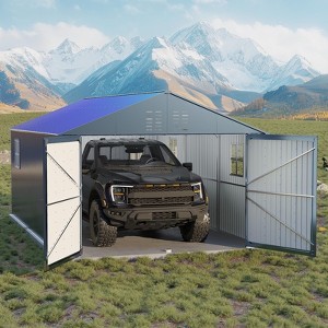 12x20 FT Metal Carport, Enclosed Car Port with Reinforced Frame and Steel Roof for All-Weather Use, Metal Garage Shed for Full-Sized Pickup Trucks - 1 of 4