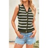 Women's Sleeveless Knit Striped Sweater Vests V Neck Button Front Going Out Tops Summer Slim Fit Blouse Tee Shirt - 2 of 4