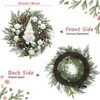 22" Pre-Lit Christmas Wreath,  Artificial Xmas Wreath with 30 Battery Operated Led Lights and Silver White Balls, Pinecones, and Berries - 4 of 4