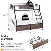 VINGLI Bunk Bed Twin Over Full Size with 2 Storage Drawers/Rungs/Ladder, Heavy Duty Metal Slat Support, No Box Spring Needed, Black/Industrial Brown - 3 of 4