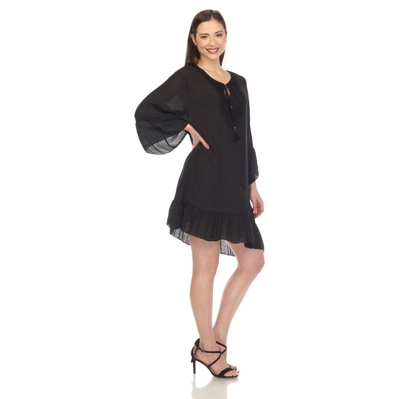 Women's Sheer Crochet Knee Length Cover Up Dress - White Mark, 3 of 7