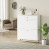 HOMCOM Narrow Shoe Storage Cabinet for Entryway with Wave-like Panels and Adjustable Shelves for 12 Pairs of Shoes - 2 of 4