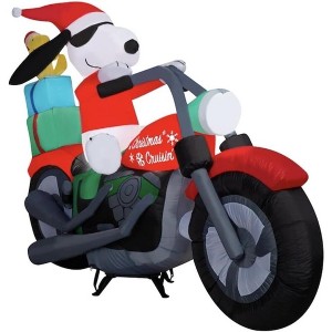 Gemmy Snoopy Christmas Cruisin' Motorcycle Scene Christmas Inflatable - 1 of 3