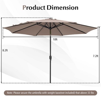 Tan 10ft Hexagon Steel Frame Patio Umbrella with Crank Lift