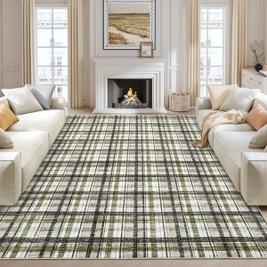 Modern Geometric Striped Area Rug Machine Washable Rugs - 1 of 4