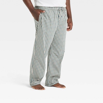 Men's Big \u0026 Tall Plaid Poplin Pajama Pants - Goodfellow \u0026 Co Green 3XL