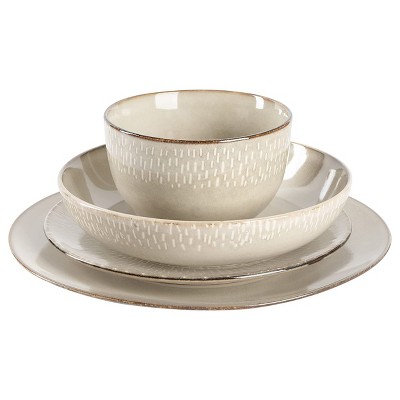 Cream Ceramic 16-Piece Dinnerware Set with Reactive Glaze