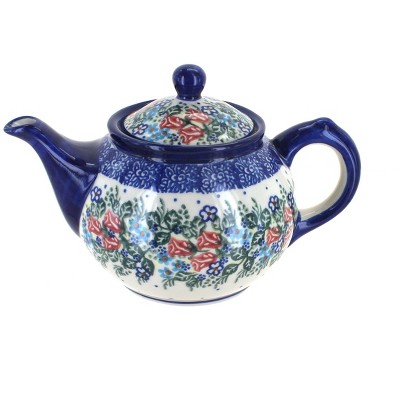 Blue Rose Polish Pottery Rosebud Small Teapot