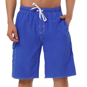 Lars Amadeus Men's Summer Solid Drawstring Elastic Waist Swim Beach Board Shorts - 1 of 4