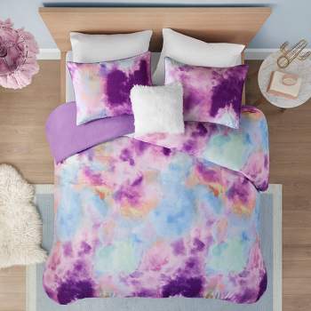 Lisa Watercolor Tie Dye Printed Duvet Cover Set with Throw Pillow - Intelligent Design