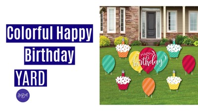 Happy Birthday Decoration, Cupcake Yard Sign, Outdoor Card