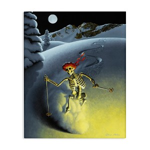 Stupell Industries Nighttime Moon Skiing Skeleton Winter Snow Slope  Canvas Art - 1 of 4