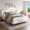Christopher Knight Home Nicky Boucle Upholstered Platform Bed with Wingback Headboard, White - 2 of 4