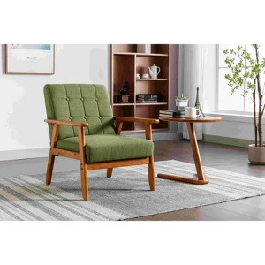 CAVINAS Velvet Fabric Accent Chair with Mid-Height Backrest,Mid-Century Upholstered Living Room Chairs,Reading Chairs for Living Room - 1 of 4