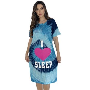 Just Love Womens Nightgown - Short Sleeve Henley Oversized Sleepwear Gown - 1 of 3