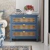 VYNXARIA Eco Chic Blue 3 Drawer Cabinet with Natural Rattan: A Slice of American Furniture Style - 2 of 4