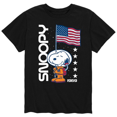 Men s Peanuts Snoopy Space Usa Flag 1969 Short Sleeve Graphic T shirt Target