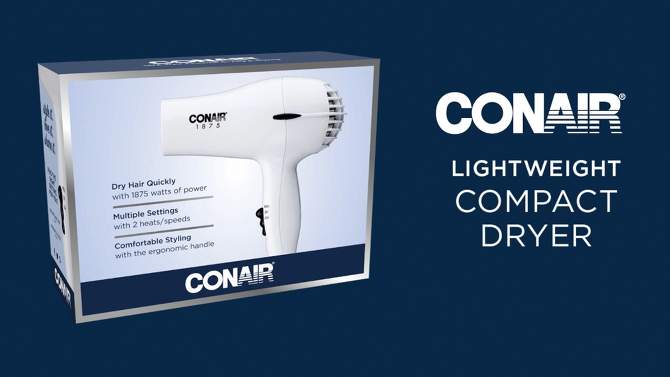 Conair Mid Size Hair Dryer - White - 1875 Watts, 2 of 6, play video