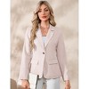 Women's Blazers Cinched Waist Lapel Blazer Jackets Long Sleeve Linen-Texture Dressy Blazer Faux Flap Pockets Formal One Button Suits - 4 of 4