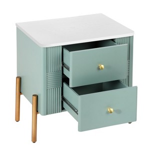 CAVINAS Modern Nightstand with 2 Storage Drawer, Bedside Table with Golden Metal Handles and Legs,Nightstand for Bedroom - 1 of 4