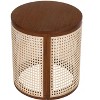 CAVINAS Round Nightstand with Rattan Woven Design, Bedside Table with Round Wood Tabletop, Hollow Woven End Table for Bedroom - 2 of 4