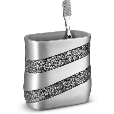 Creative Scents Silver Mosaic Toothbrush and Toothpaste Holder