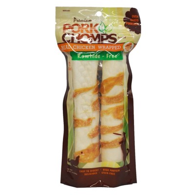 Nutri Chomps Pork Chomps Chicken Wrapped Expanded Roll Chewy Dog Treats - 2ct