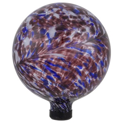 Purple and White Swirl Glass Garden Gazing Ball, 10-inch