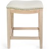 Set of 2 Bar Stools 24" Saddle Backless Padded Nailhead Cushion Pub Foot Rest - 3 of 4