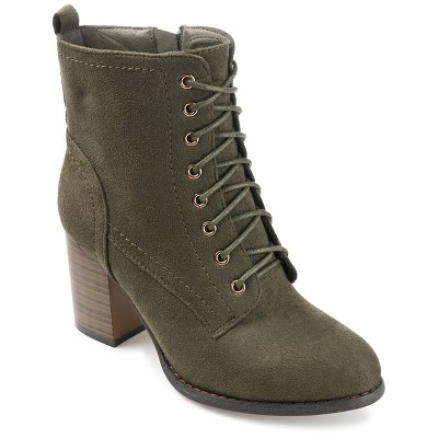 Journee Collection Womens Baylor Lace Up Stacked Heel Booties Olive 7 ...