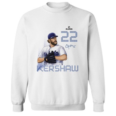 MLBPA Men's Kershaw Pw Licensed Mlb Players Los Angeles Dodgers Baseball Clayton Kershaw Long Sleeve Graphic Cotton Pullover Sweatshirt - White XL