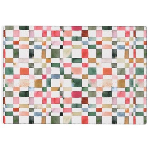 Ninola Design Watercolor checker Yuletide Rug - Deny Designs - image 1 of 3